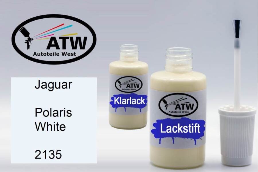 Jaguar, Polaris White, 2135: 20ml Lackstift + 20ml Klarlack - Set, von ATW Autoteile West.